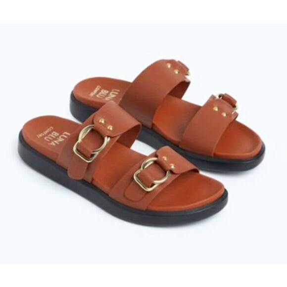 Luna Blu Comfort Brown Women's Flats Slides 10 - Picture 1 of 4